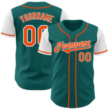 Load image into Gallery viewer, Custom Teal Orange-White Authentic Two Tone Baseball Jersey