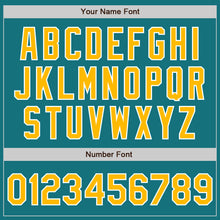 Load image into Gallery viewer, Custom Teal Gold-White Authentic Two Tone Baseball Jersey