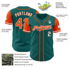 Load image into Gallery viewer, Custom Teal Orange-White Authentic Two Tone Baseball Jersey