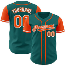 Load image into Gallery viewer, Custom Teal Orange-White Authentic Two Tone Baseball Jersey