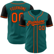 Load image into Gallery viewer, Custom Teal Orange-Black Authentic Two Tone Baseball Jersey