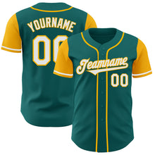 Load image into Gallery viewer, Custom Teal White-Gold Authentic Two Tone Baseball Jersey