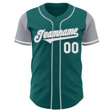 Load image into Gallery viewer, Custom Teal White-Gray Authentic Two Tone Baseball Jersey