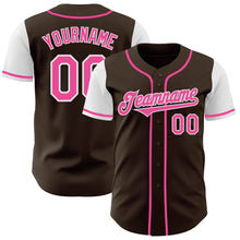 Load image into Gallery viewer, Custom Brown Pink-White Authentic Two Tone Baseball Jersey