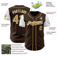 Load image into Gallery viewer, Custom Brown Old Gold-White Authentic Two Tone Baseball Jersey