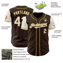 Load image into Gallery viewer, Custom Brown Cream-Old Gold Authentic Two Tone Baseball Jersey
