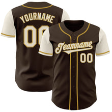 Load image into Gallery viewer, Custom Brown Cream-Old Gold Authentic Two Tone Baseball Jersey
