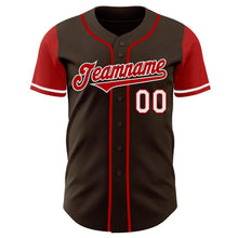 Load image into Gallery viewer, Custom Brown Red-White Authentic Two Tone Baseball Jersey