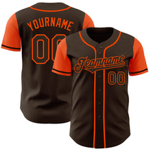 Load image into Gallery viewer, Custom Brown Orange Authentic Two Tone Baseball Jersey