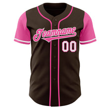 Load image into Gallery viewer, Custom Brown Pink-White Authentic Two Tone Baseball Jersey