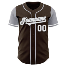 Load image into Gallery viewer, Custom Brown White-Gray Authentic Two Tone Baseball Jersey