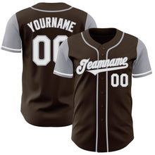 Load image into Gallery viewer, Custom Brown White-Gray Authentic Two Tone Baseball Jersey