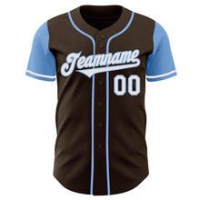 Load image into Gallery viewer, Custom Brown White-Light Blue Authentic Two Tone Baseball Jersey