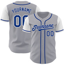 Load image into Gallery viewer, Custom Gray Royal-White Authentic Two Tone Baseball Jersey