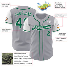 Load image into Gallery viewer, Custom Gray Kelly Green-White Authentic Two Tone Baseball Jersey