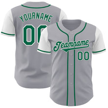 Load image into Gallery viewer, Custom Gray Kelly Green-White Authentic Two Tone Baseball Jersey