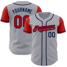 Load image into Gallery viewer, Custom Gray Red-Navy Authentic Two Tone Baseball Jersey