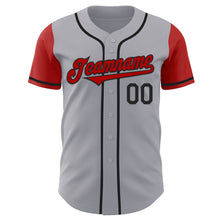 Load image into Gallery viewer, Custom Gray Red-Black Authentic Two Tone Baseball Jersey
