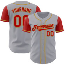 Load image into Gallery viewer, Custom Gray Red-Old Gold Authentic Two Tone Baseball Jersey