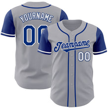 Load image into Gallery viewer, Custom Gray Royal-White Authentic Two Tone Baseball Jersey