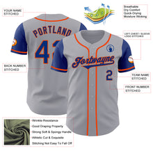 Load image into Gallery viewer, Custom Gray Royal-Orange Authentic Two Tone Baseball Jersey