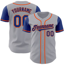Load image into Gallery viewer, Custom Gray Royal-Orange Authentic Two Tone Baseball Jersey