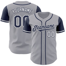 Load image into Gallery viewer, Custom Gray Navy-White Authentic Two Tone Baseball Jersey