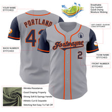 Load image into Gallery viewer, Custom Gray Navy-Orange Authentic Two Tone Baseball Jersey