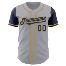 Load image into Gallery viewer, Custom Gray Navy-Old Gold Authentic Two Tone Baseball Jersey