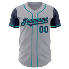 Load image into Gallery viewer, Custom Gray Navy-Teal Authentic Two Tone Baseball Jersey