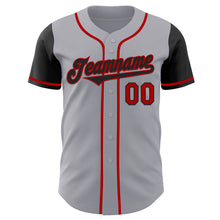 Load image into Gallery viewer, Custom Gray Black-Red Authentic Two Tone Baseball Jersey
