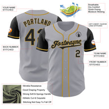 Load image into Gallery viewer, Custom Gray Black-Old Gold Authentic Two Tone Baseball Jersey