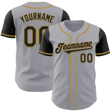 Load image into Gallery viewer, Custom Gray Black-Old Gold Authentic Two Tone Baseball Jersey