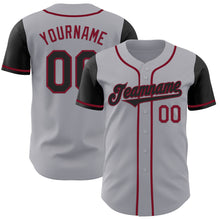 Load image into Gallery viewer, Custom Gray Black-Crimson Authentic Two Tone Baseball Jersey