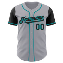Load image into Gallery viewer, Custom Gray Black-Teal Authentic Two Tone Baseball Jersey