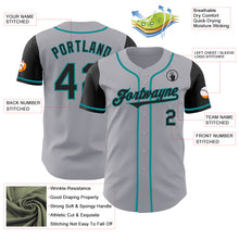 Load image into Gallery viewer, Custom Gray Black-Teal Authentic Two Tone Baseball Jersey
