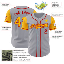 Load image into Gallery viewer, Custom Gray Gold-Red Authentic Two Tone Baseball Jersey