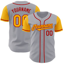 Load image into Gallery viewer, Custom Gray Gold-Red Authentic Two Tone Baseball Jersey