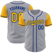 Load image into Gallery viewer, Custom Gray Gold-Royal Authentic Two Tone Baseball Jersey