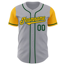 Load image into Gallery viewer, Custom Gray Gold-Green Authentic Two Tone Baseball Jersey