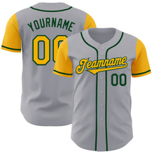 Load image into Gallery viewer, Custom Gray Gold-Green Authentic Two Tone Baseball Jersey