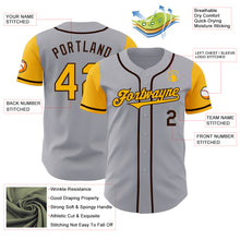 Load image into Gallery viewer, Custom Gray Gold-Brown Authentic Two Tone Baseball Jersey