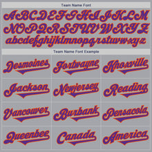 Load image into Gallery viewer, Custom Gray Purple-Orange Authentic Two Tone Baseball Jersey