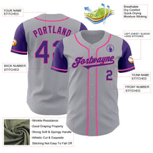 Load image into Gallery viewer, Custom Gray Purple-Pink Authentic Two Tone Baseball Jersey