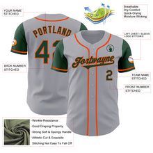 Load image into Gallery viewer, Custom Gray Green-Orange Authentic Two Tone Baseball Jersey