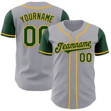 Load image into Gallery viewer, Custom Gray Green-Gold Authentic Two Tone Baseball Jersey