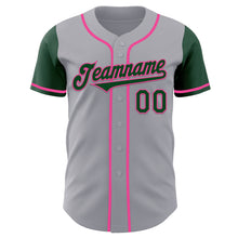 Load image into Gallery viewer, Custom Gray Green-Pink Authentic Two Tone Baseball Jersey