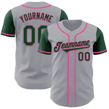Load image into Gallery viewer, Custom Gray Green-Pink Authentic Two Tone Baseball Jersey