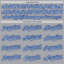 Load image into Gallery viewer, Custom Gray Light Blue-Navy Authentic Two Tone Baseball Jersey