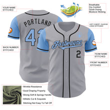 Load image into Gallery viewer, Custom Gray Light Blue-Black Authentic Two Tone Baseball Jersey